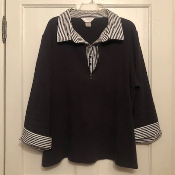 Women's CJ Banks Stripped Collared Shirt - Picture 2 of 5